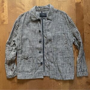 NWOT Zara black & cream stripes linen & cotton shirt size L